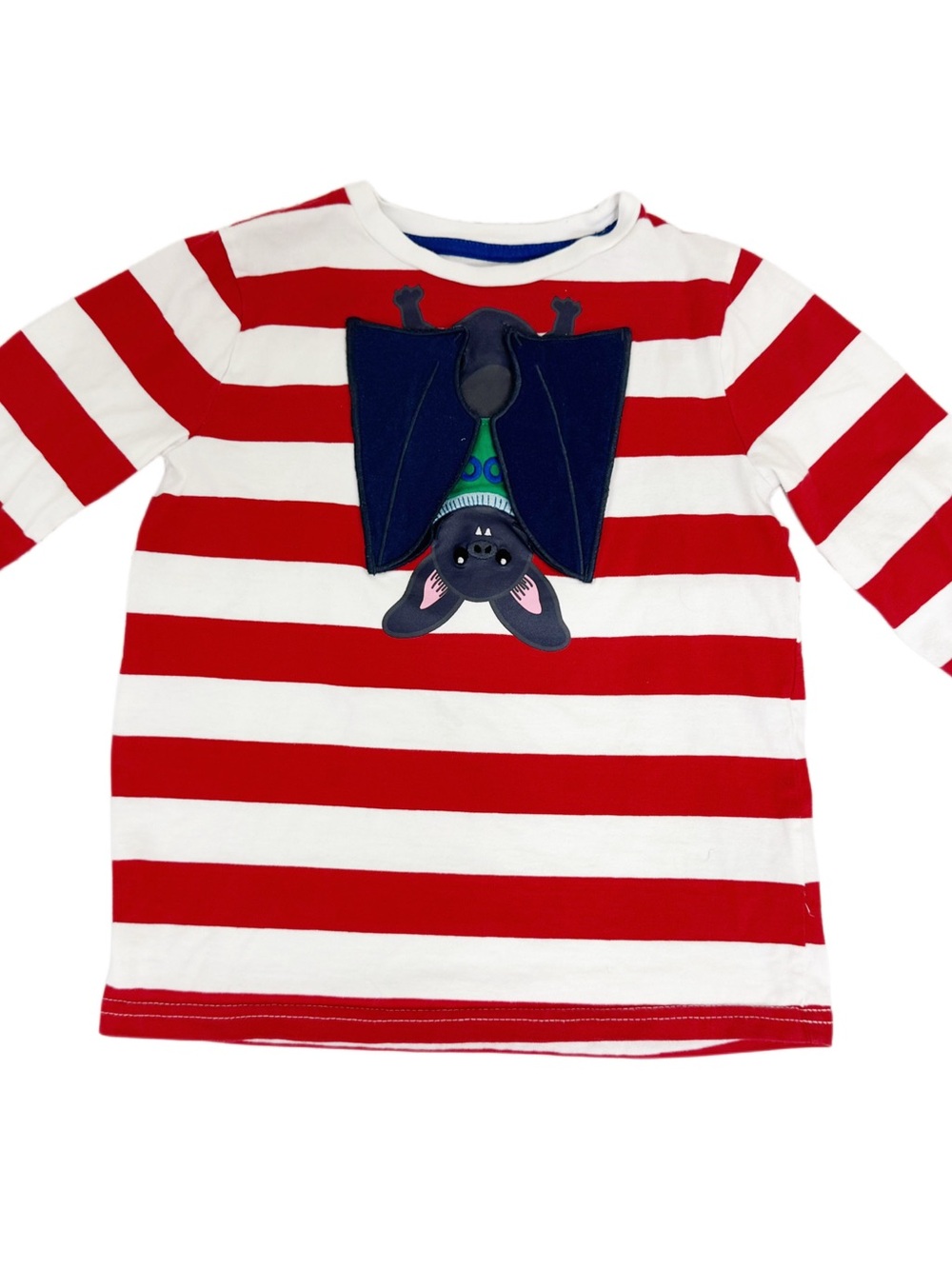 Mini Boden Red Stripe Bat Appliqué Boo Halloween Shirt